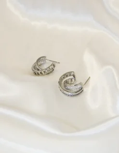 Jewellery<Bariano TWISTED HOOPS J74E03 SILVER