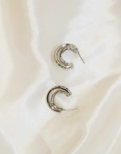 Jewellery<Bariano TWISTED HOOPS J74E03 SILVER