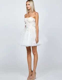 Mini Dresses | All Dresses<Bariano VANESSA APPLIQUED CORSET MINI B71D25S WHITE/NUDE