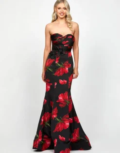 Maxi Dresses | All Dresses<Bariano VANIA FISHTAIL GOWN B73D30L BLACK/RED