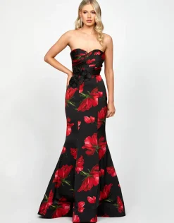 Maxi Dresses | All Dresses<Bariano VANIA FISHTAIL GOWN B73D30L BLACK/RED