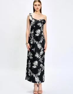 Maxi Dresses<Bariano VIOLETTA ROSETTE MIDAXI BL75D33L BLACK WHITE PRINT