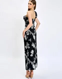 Maxi Dresses<Bariano VIOLETTA ROSETTE MIDAXI BL75D33L BLACK WHITE PRINT