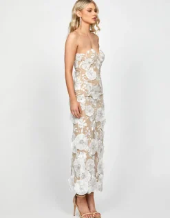 Maxi Dresses | All Dresses<Bariano VOLLY SWEETHEART FLORAL MIDAXI B73D52L WHITE/NUDE