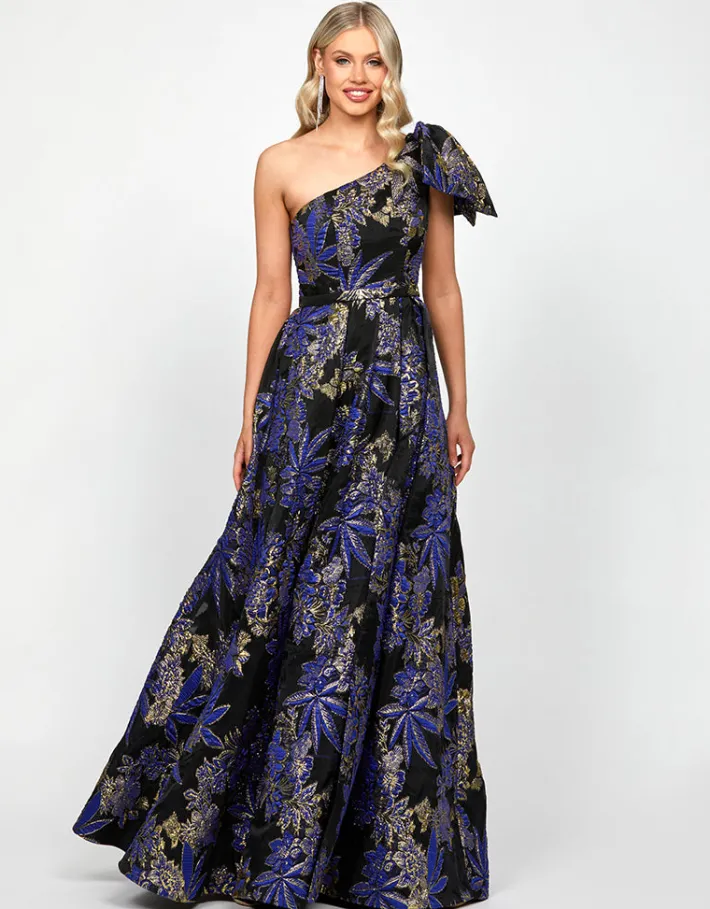 Gowns / Ballgowns | All Dresses<Bariano WENDY ONE SHOULDER GOWN B73D26L NAVY/GOLD
