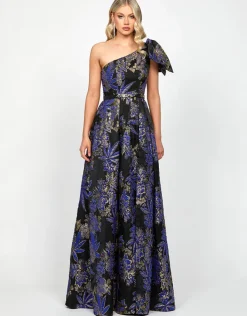 Gowns / Ballgowns | All Dresses<Bariano WENDY ONE SHOULDER GOWN B73D26L NAVY/GOLD