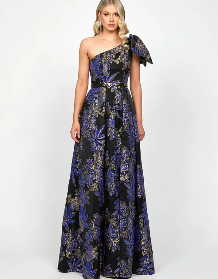 Gowns / Ballgowns | All Dresses<Bariano WENDY ONE SHOULDER GOWN B73D26L NAVY/GOLD