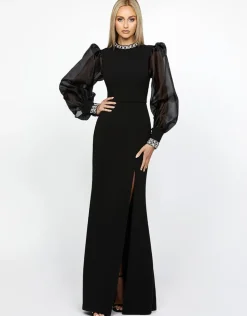 Long Sleeve Dresses | Gowns / Ballgowns<Bariano WINNIE SHEER SLEEVE GOWN B67D12L BLACK