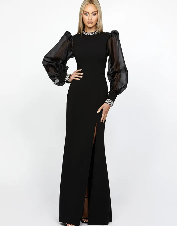Long Sleeve Dresses | Gowns / Ballgowns<Bariano WINNIE SHEER SLEEVE GOWN B67D12L BLACK
