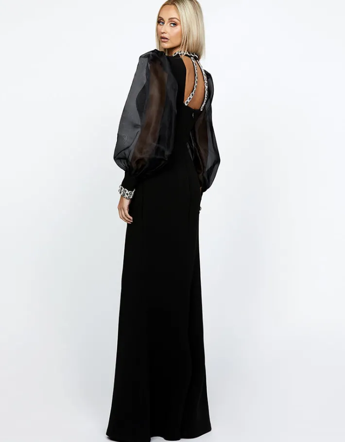 Long Sleeve Dresses | Gowns / Ballgowns<Bariano WINNIE SHEER SLEEVE GOWN B67D12L BLACK