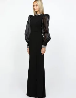 Long Sleeve Dresses | Gowns / Ballgowns<Bariano WINNIE SHEER SLEEVE GOWN B67D12L BLACK
