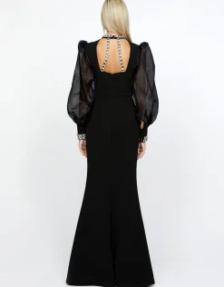 Long Sleeve Dresses | Gowns / Ballgowns<Bariano WINNIE SHEER SLEEVE GOWN B67D12L BLACK