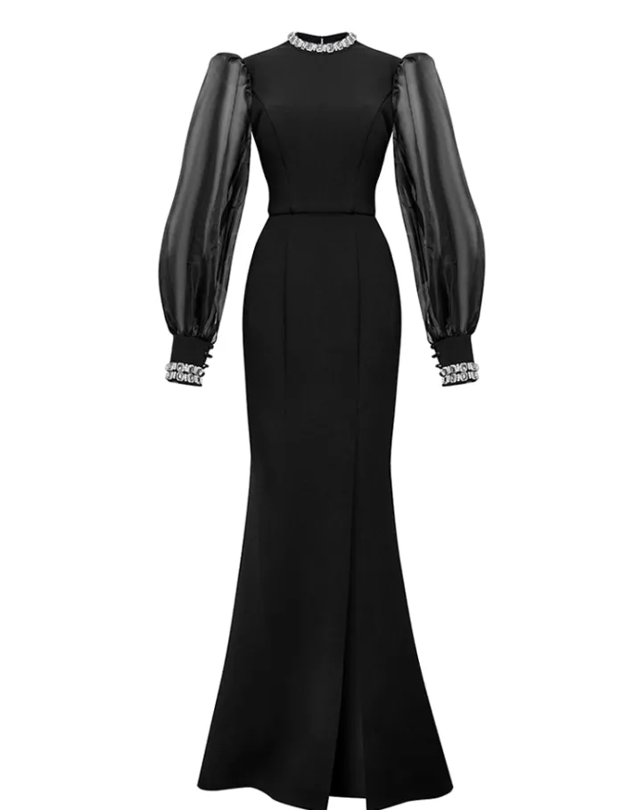 Long Sleeve Dresses | Gowns / Ballgowns<Bariano WINNIE SHEER SLEEVE GOWN B67D12L BLACK