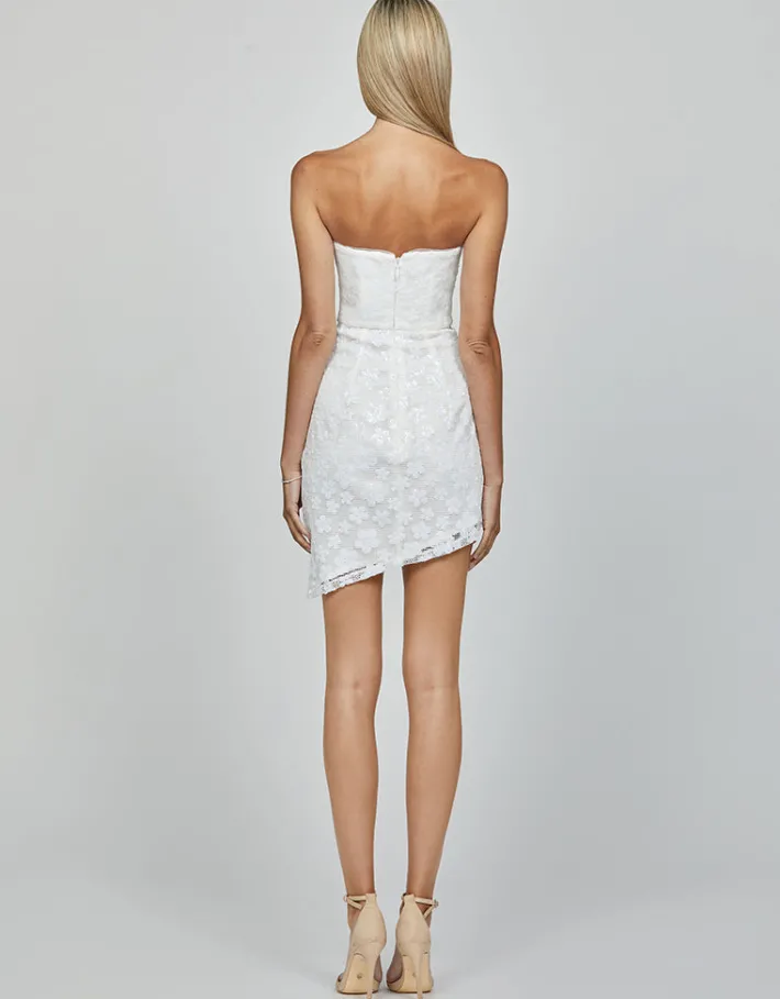 Mini Dresses | All Dresses<Bariano XANTHE STRAPLESS ASYMMETRIC MINI BL62D11S WHITE