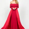 Gowns / Ballgowns | All Dresses<Bariano ZOLA OFF SHOULDER GOWN WITH DETACHABLE BELT B73D33L LIPSTICK
