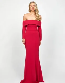 Gowns / Ballgowns | All Dresses<Bariano ZOLA OFF SHOULDER GOWN WITH DETACHABLE BELT B73D33L LIPSTICK