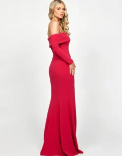 Gowns / Ballgowns | All Dresses<Bariano ZOLA OFF SHOULDER GOWN WITH DETACHABLE BELT B73D33L LIPSTICK